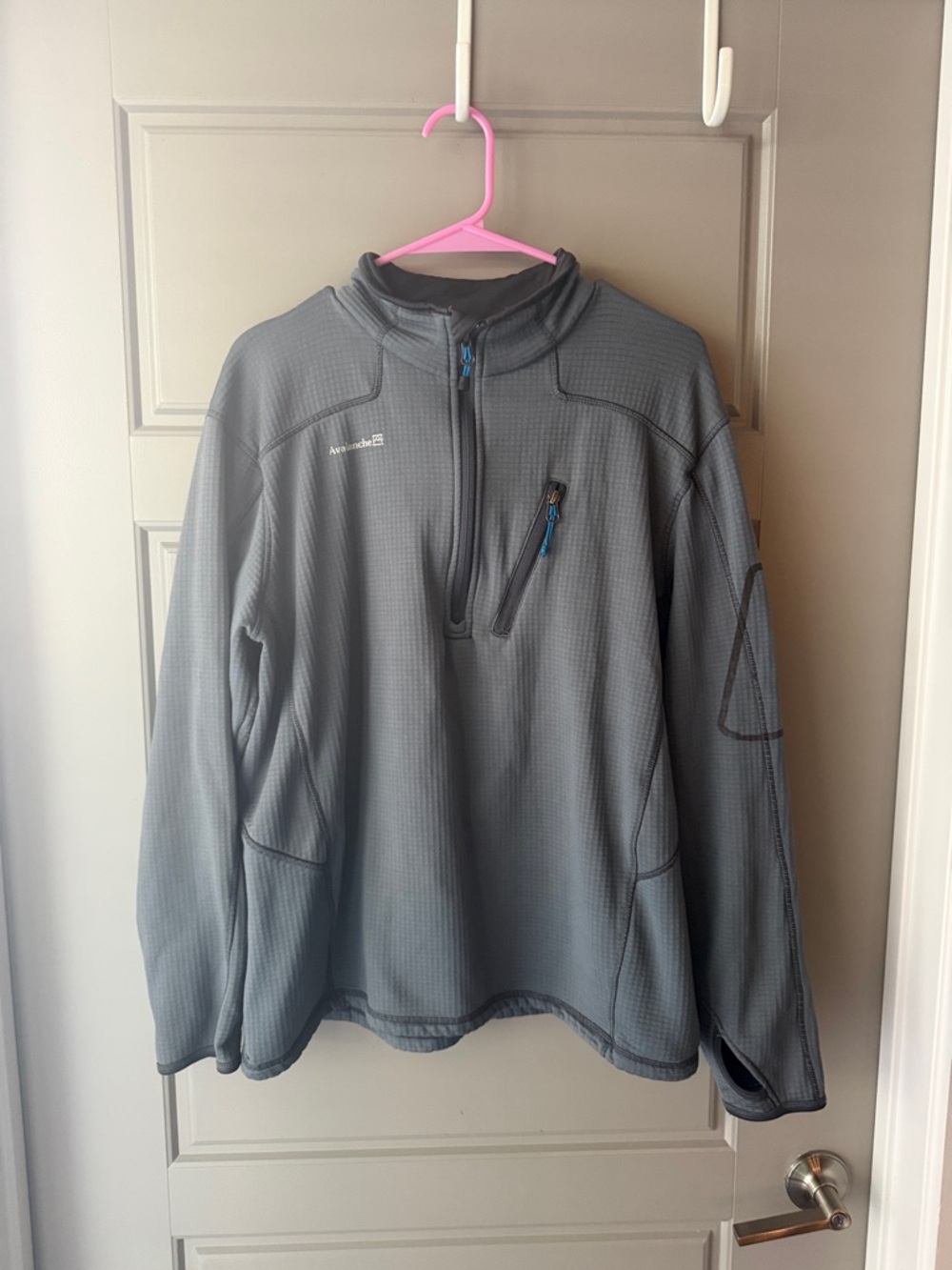 Avalanche Gray Quarter-Zip Utility Jacket with Blue Zipper Accent